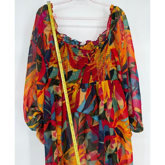 Live 4 Truth Womens Tropical High Low Tunic Top Sheer Boho Multicolor Sz XL - Picture 2 of 10